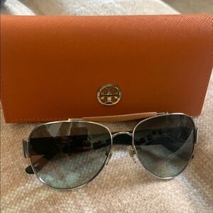 Tory Burch Aviator Sunglasses with Orange Case